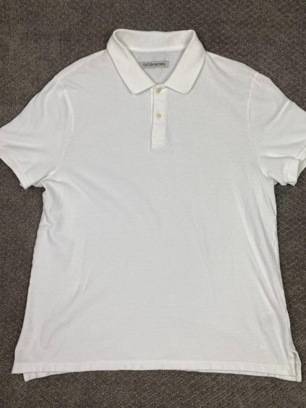 Outerknown Polo Shirt Men's Large White Pique Mesh Golf Preppy Organic Cotton